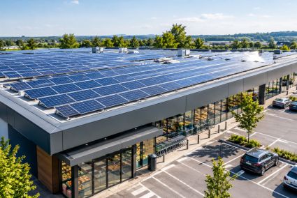 Photovoltaikanlage auf einem Supermarkt